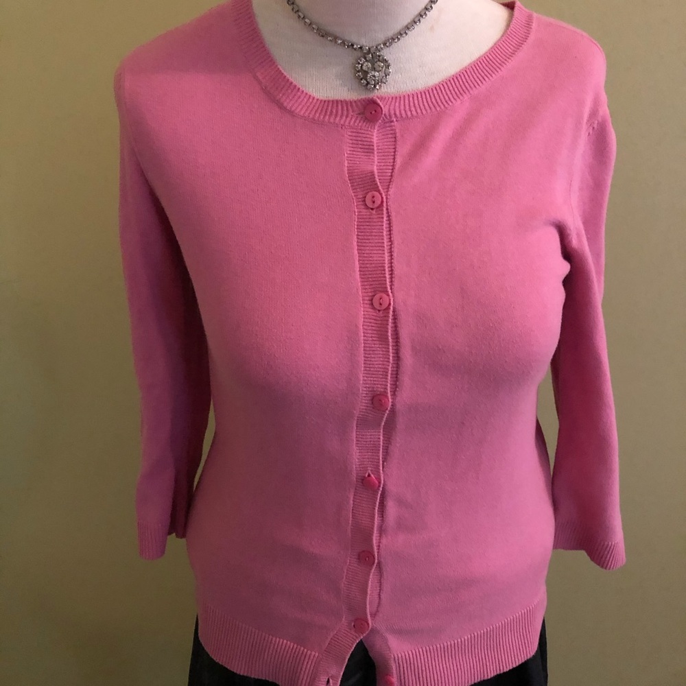 Ann Taylor Loft Pink Cotton Blend Cardigan